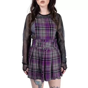 FAYE PINAFORE - GREY/PURPLE CHECK