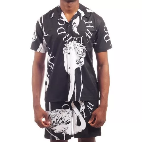 FLAMINGO SILK SHIRT BLACK