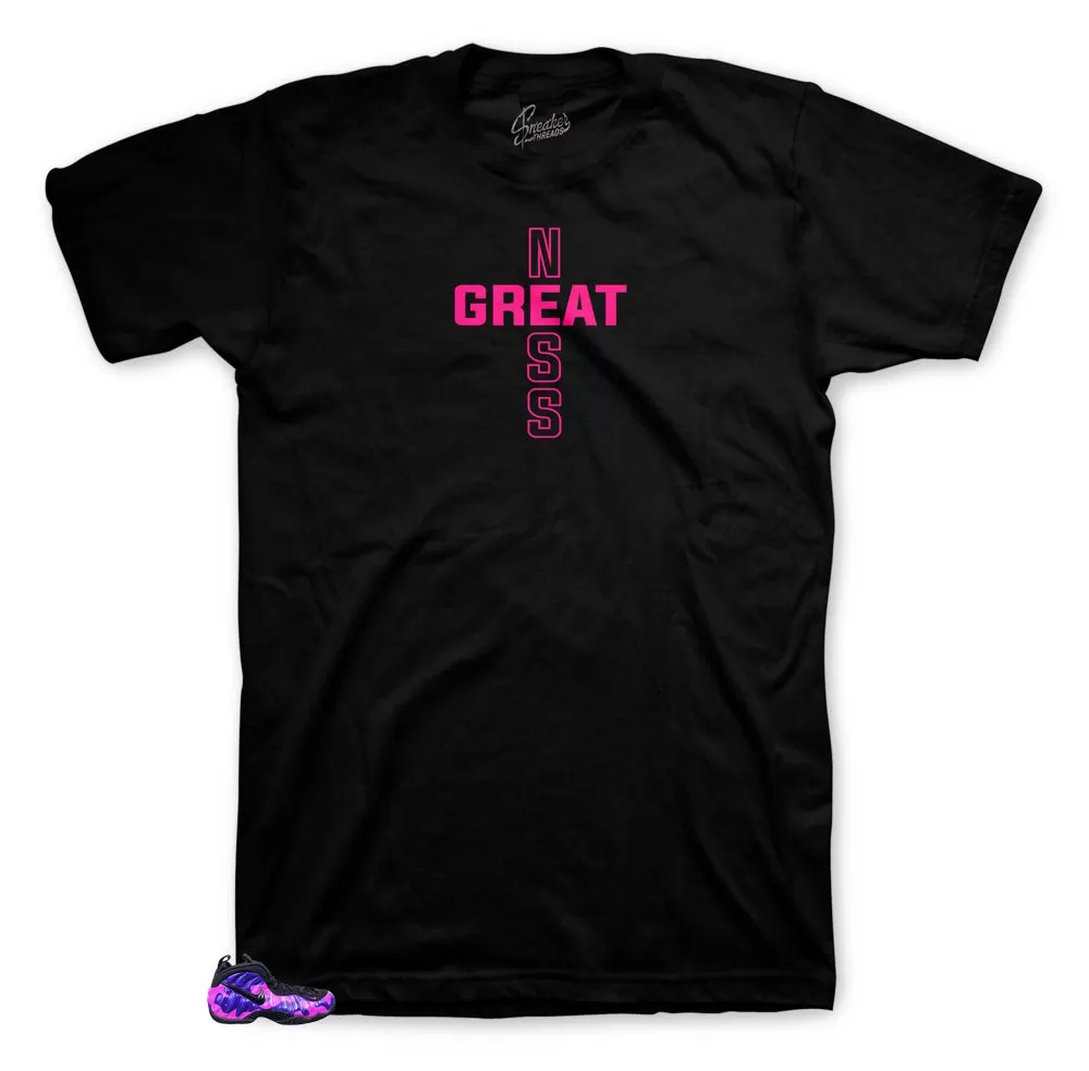 Foamposite Purple Camo Shirt - Greatness Cross - Black