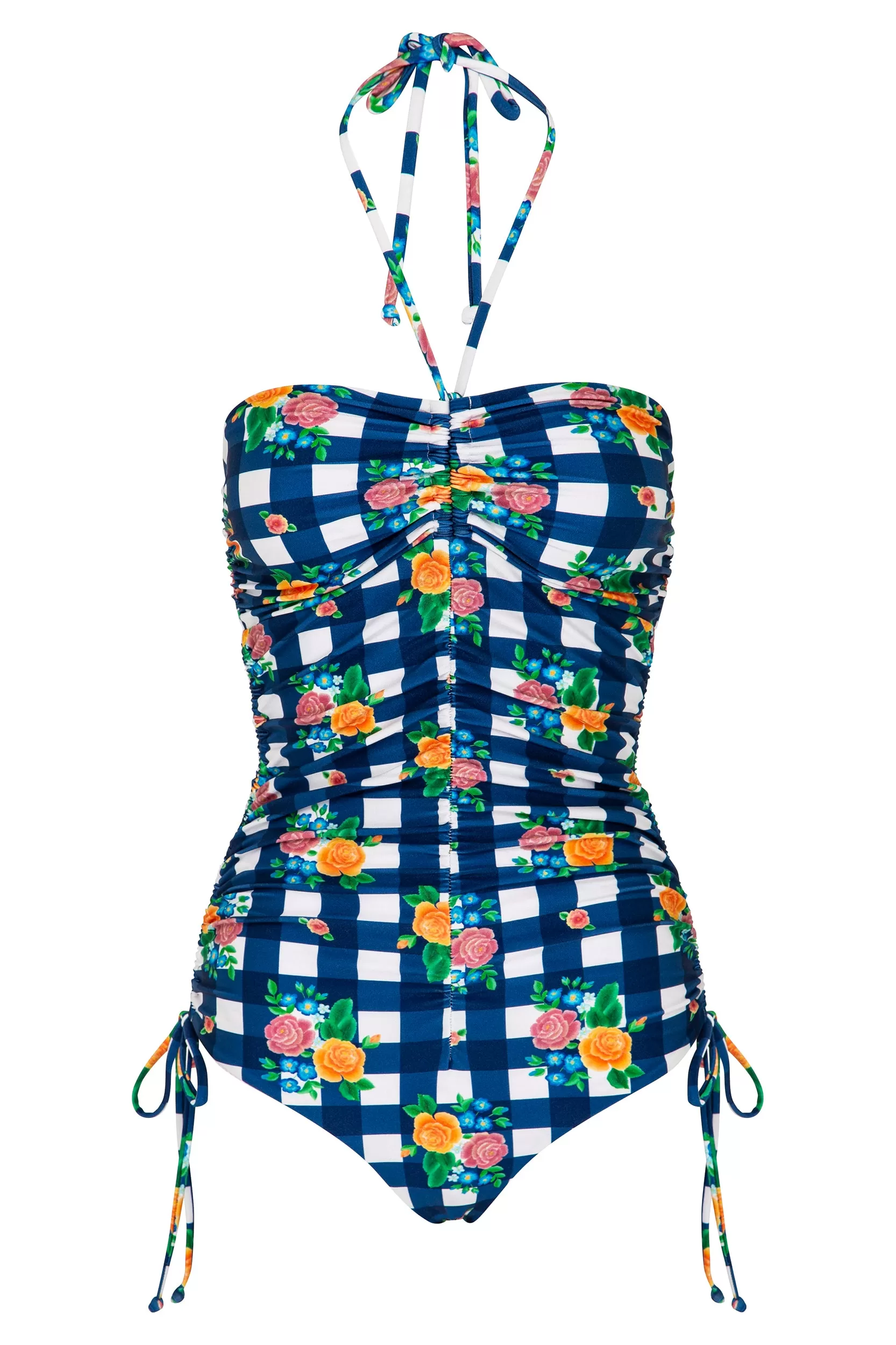 Folk Gingham Halter One Piece