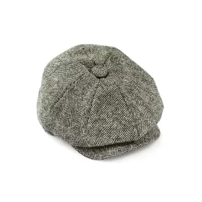 Fox Tweed Black and White Herringbone 30's 8 panel Cap