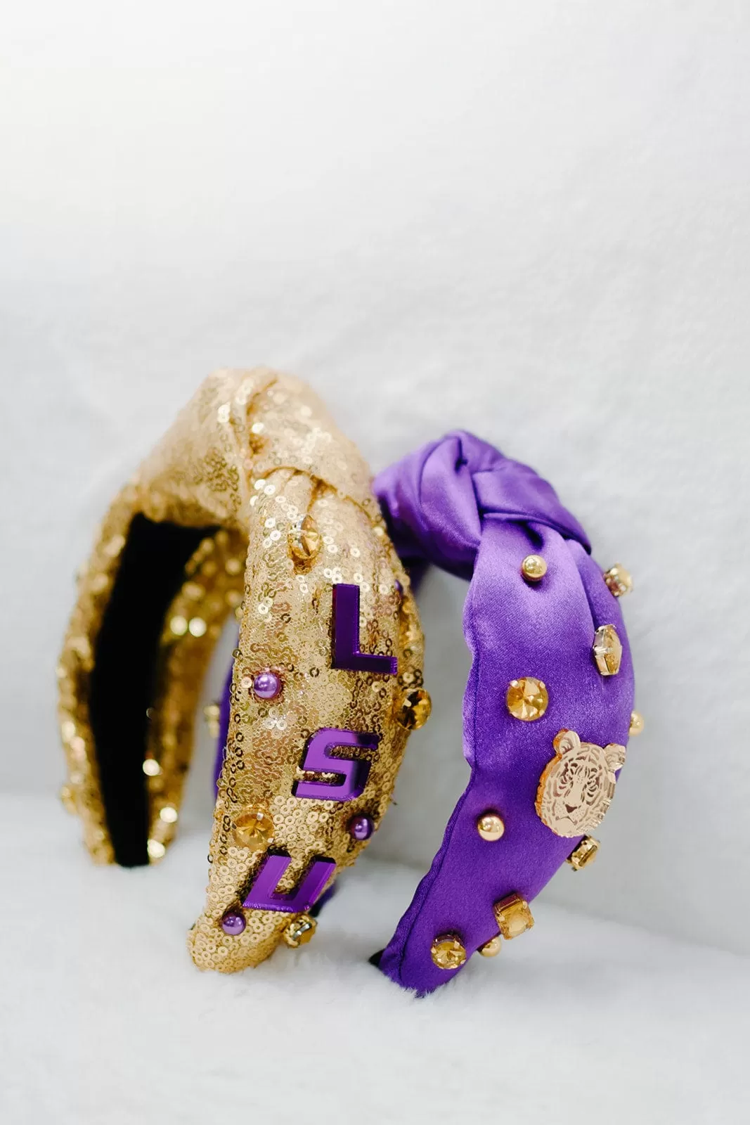 Gold Sequin LSU Jewel Headband