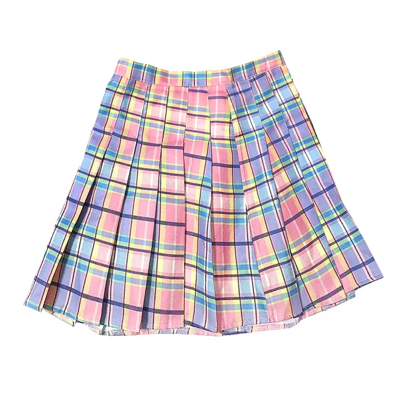 GRADUAL PINK CHECKER JK PLEATED SKIRT BELT BY61024