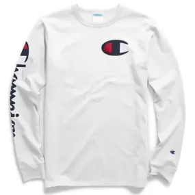 Heritage tee LS - Vertical logo (White)