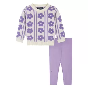 Infant Flower Sweater & Legging Set  | Purple