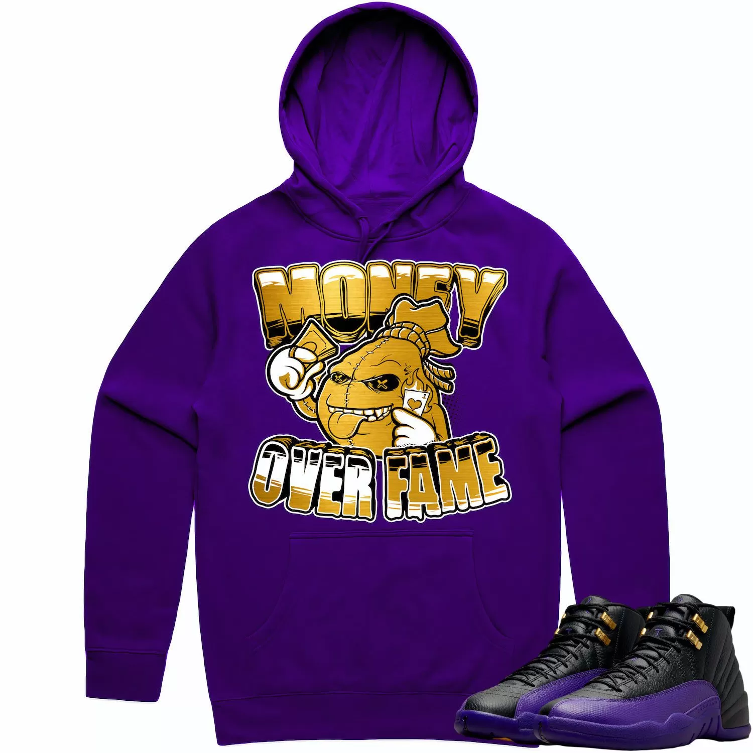 Jordan 12 Field Purple 12s Hoodie to Match - GOLD METALLIC MOF