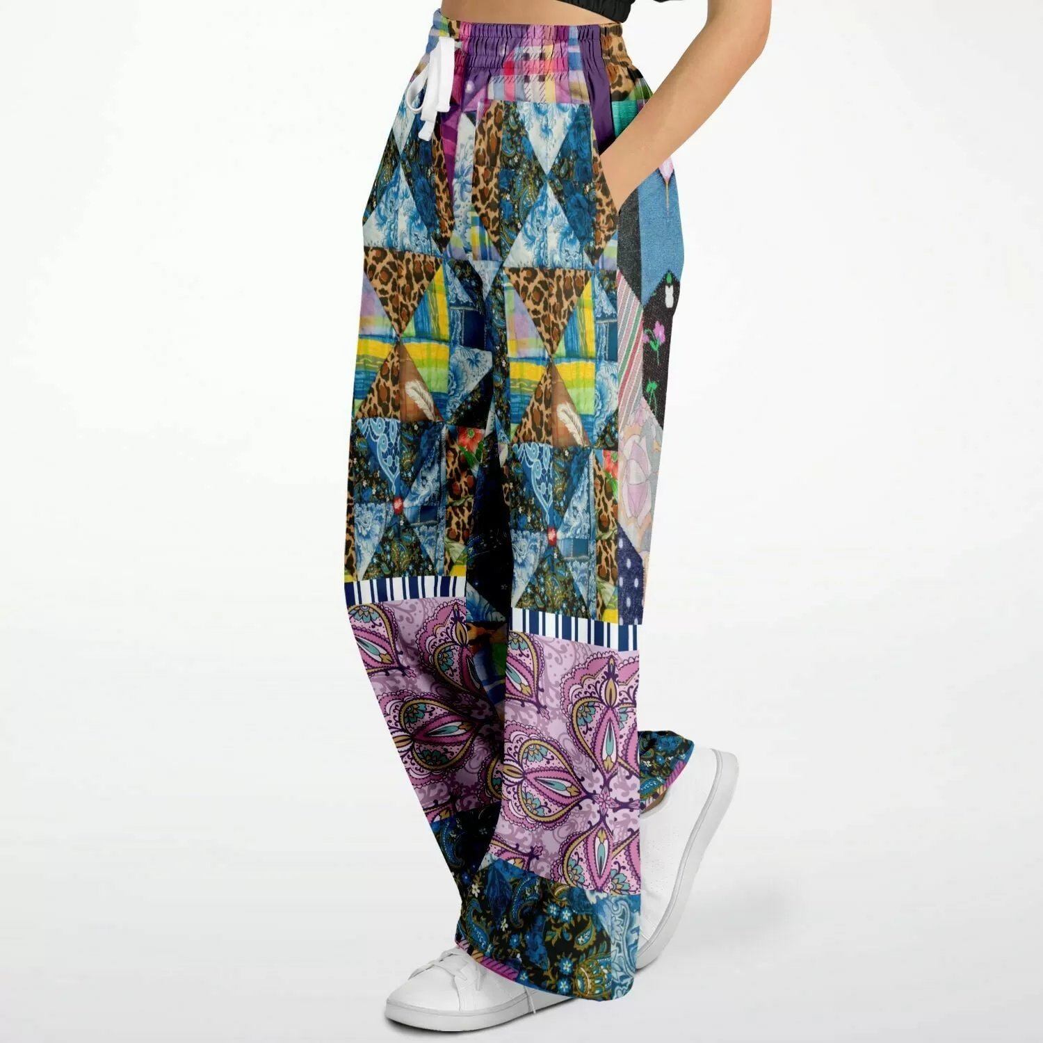 Juxtapose Patchwork Quilt Eco-Poly Stretchy Phat Bellbottoms