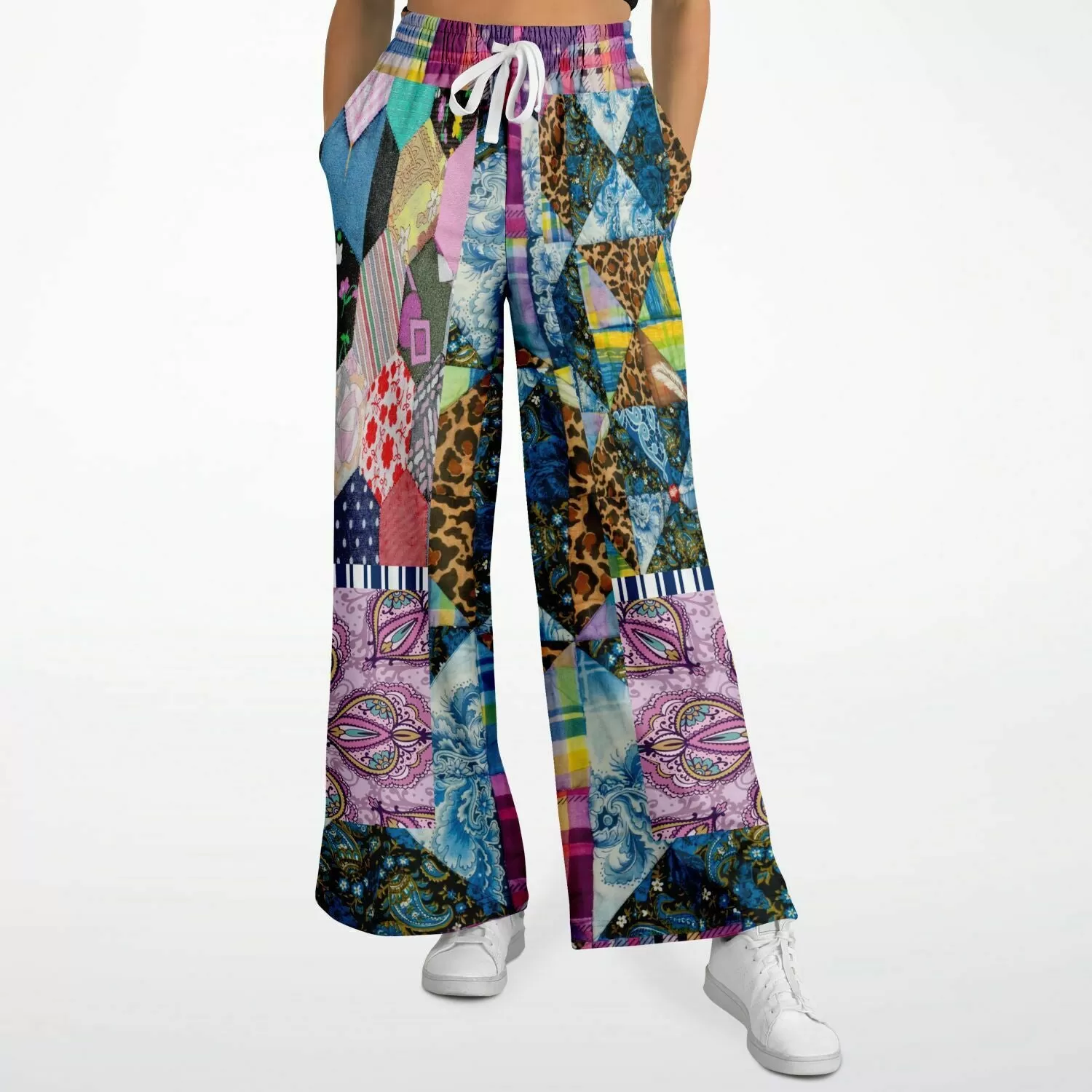 Juxtapose Patchwork Quilt Eco-Poly Stretchy Phat Bellbottoms