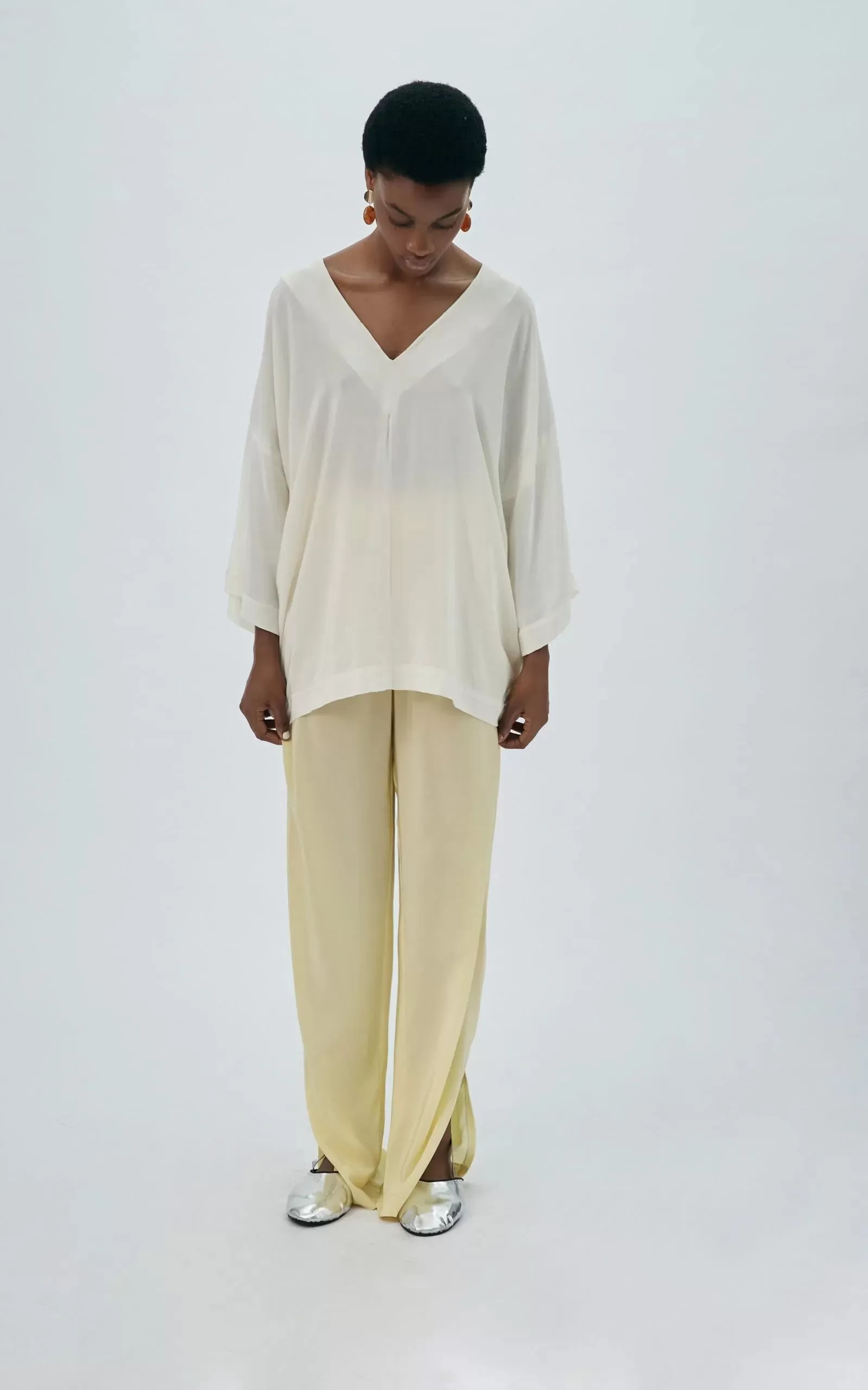 Kole Crepe Off-White Oversize Blouse