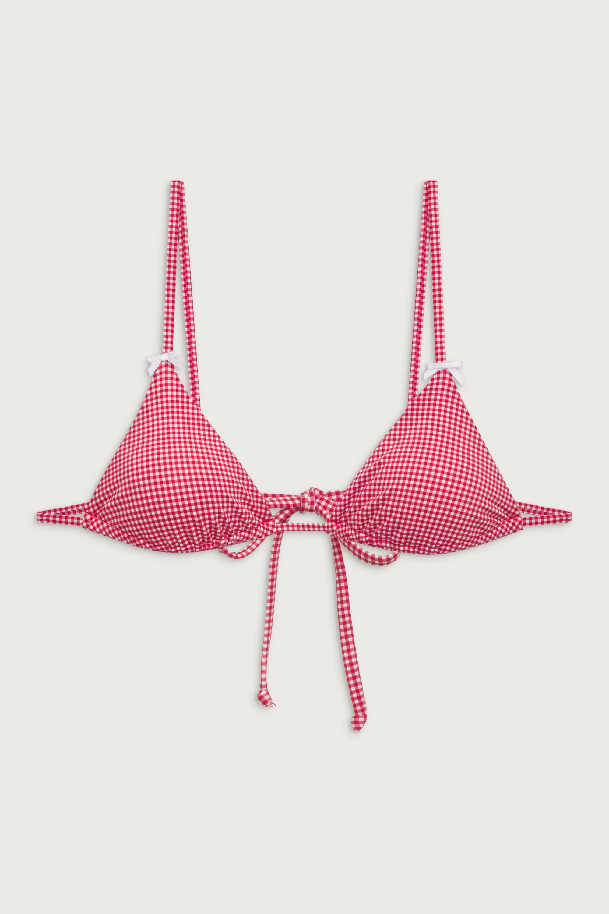 Lumia Triangle Bralette Bikini Top - Ladybug Gingham