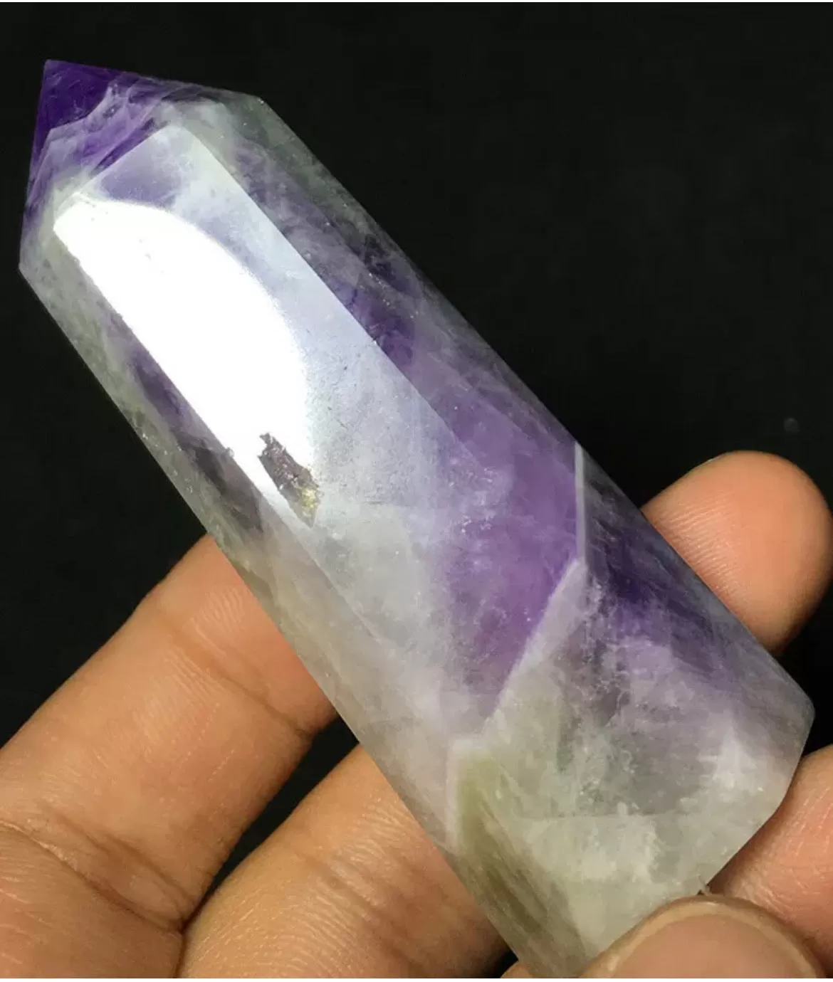 Natural amethyst gemstone towerpoint wand