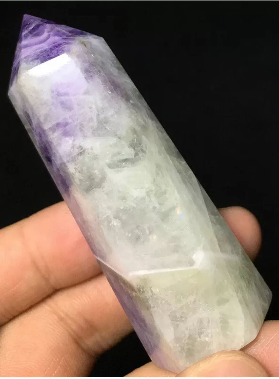 Natural amethyst gemstone towerpoint wand