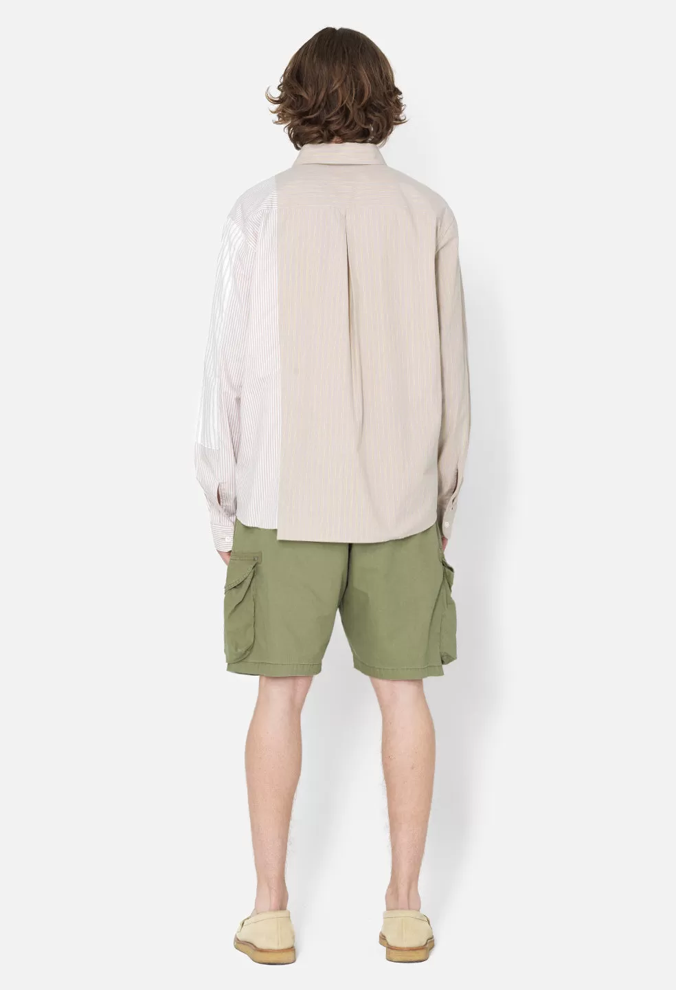 Paneled Button Up / Beige X White