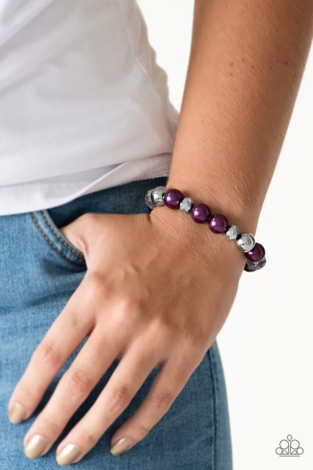 Paparazzi Accessories  - Very VIP #B192 Peg - Purple Bracelet