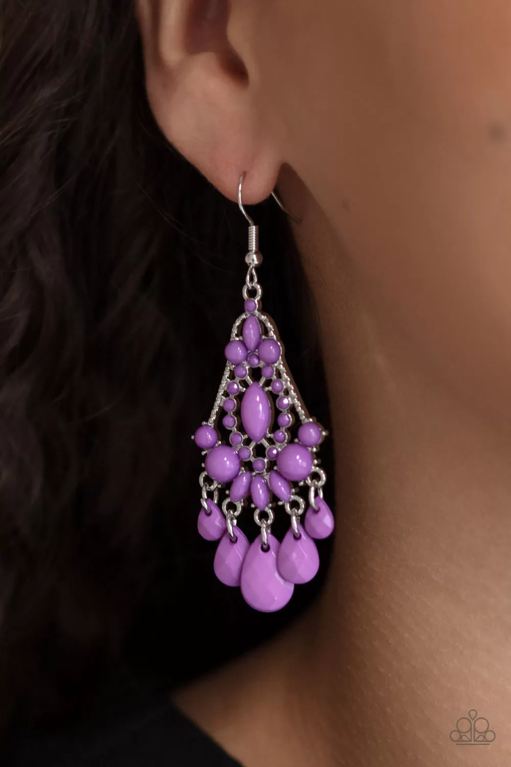 Paparazzi Earring ~ STAYCATION Home - Purple