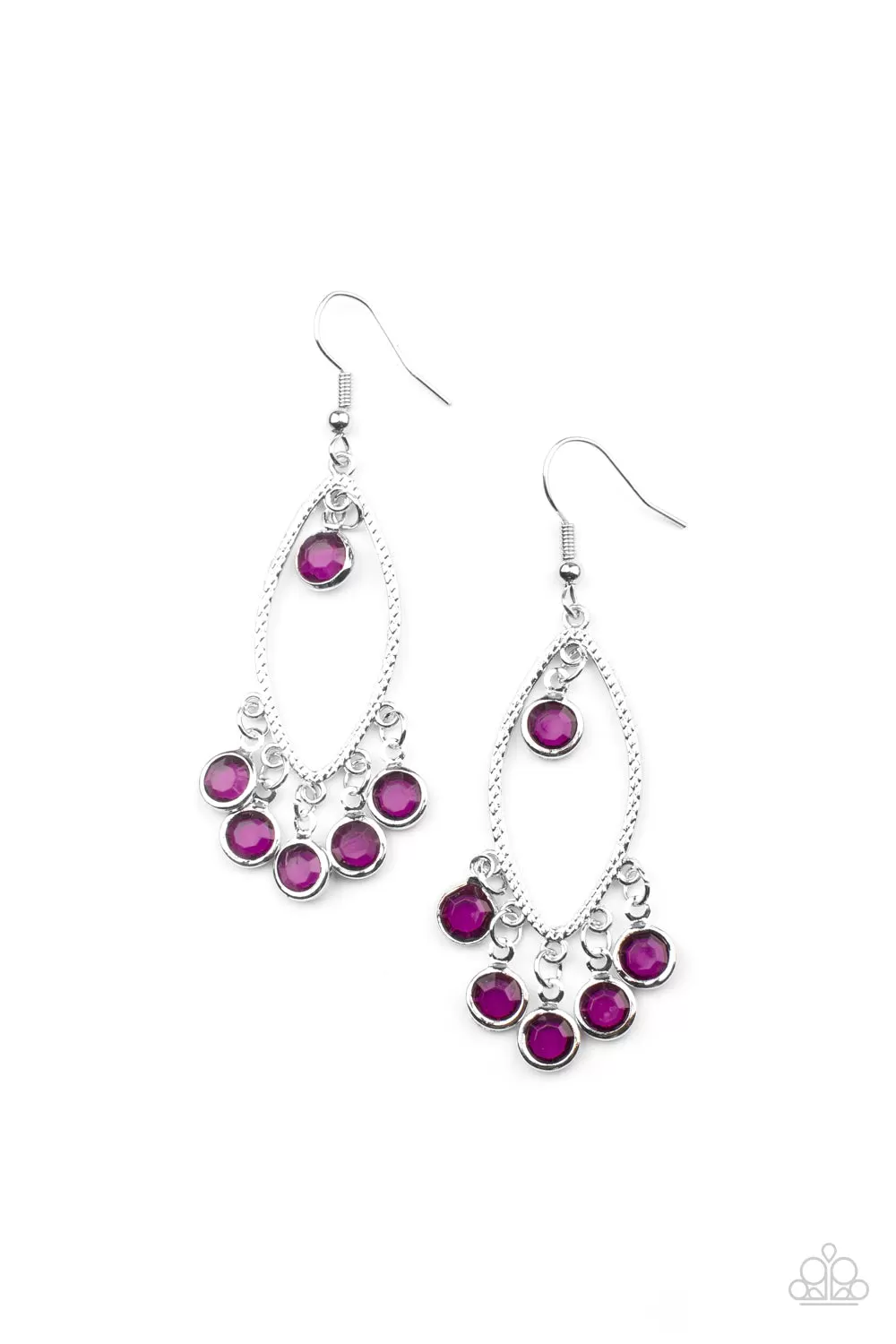 Paparazzi Glassy Grotto - Purple Fringe Earrings