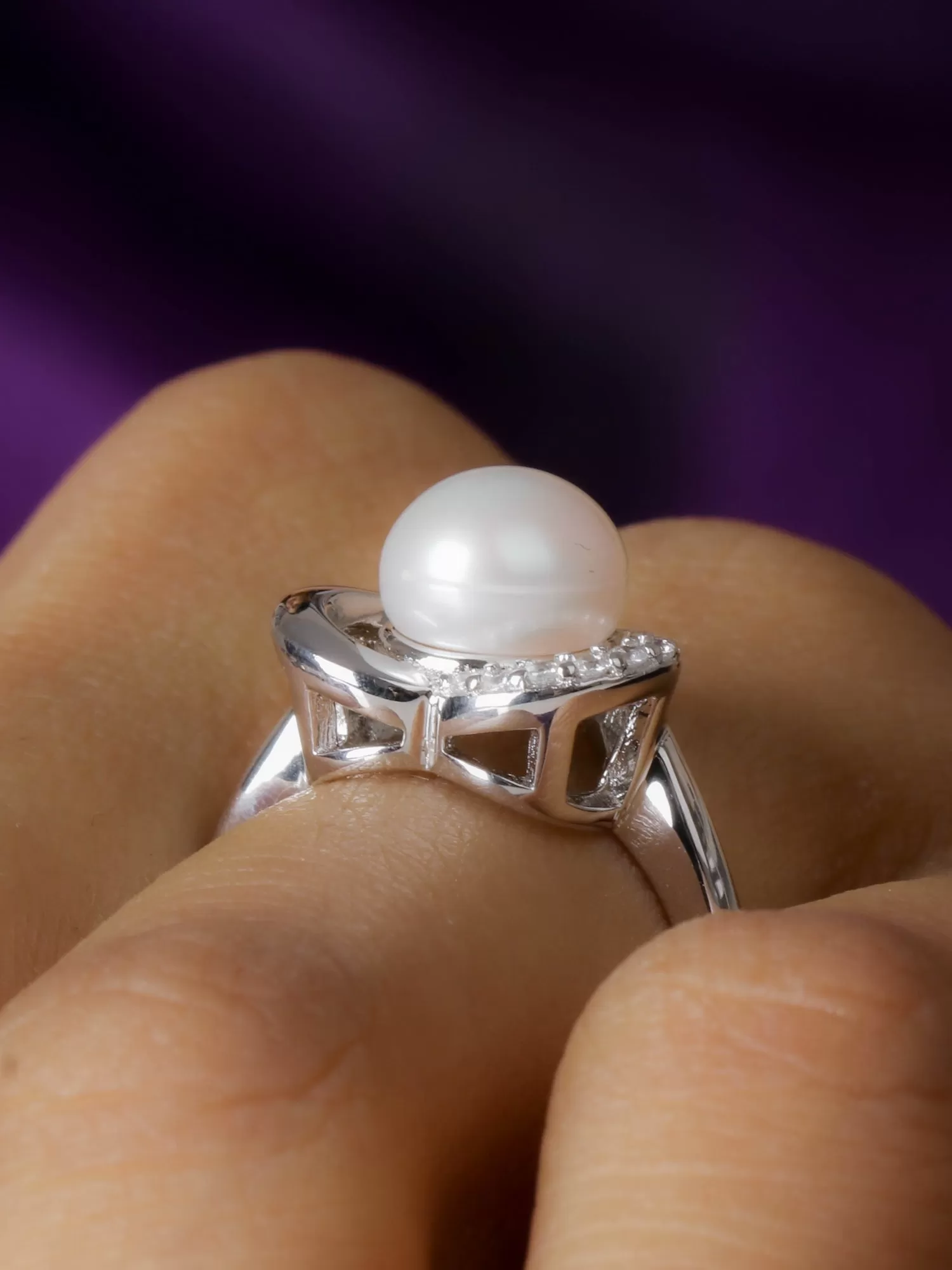 Pearl 925 Silver Heart Ring