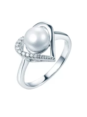 Pearl 925 Silver Heart Ring