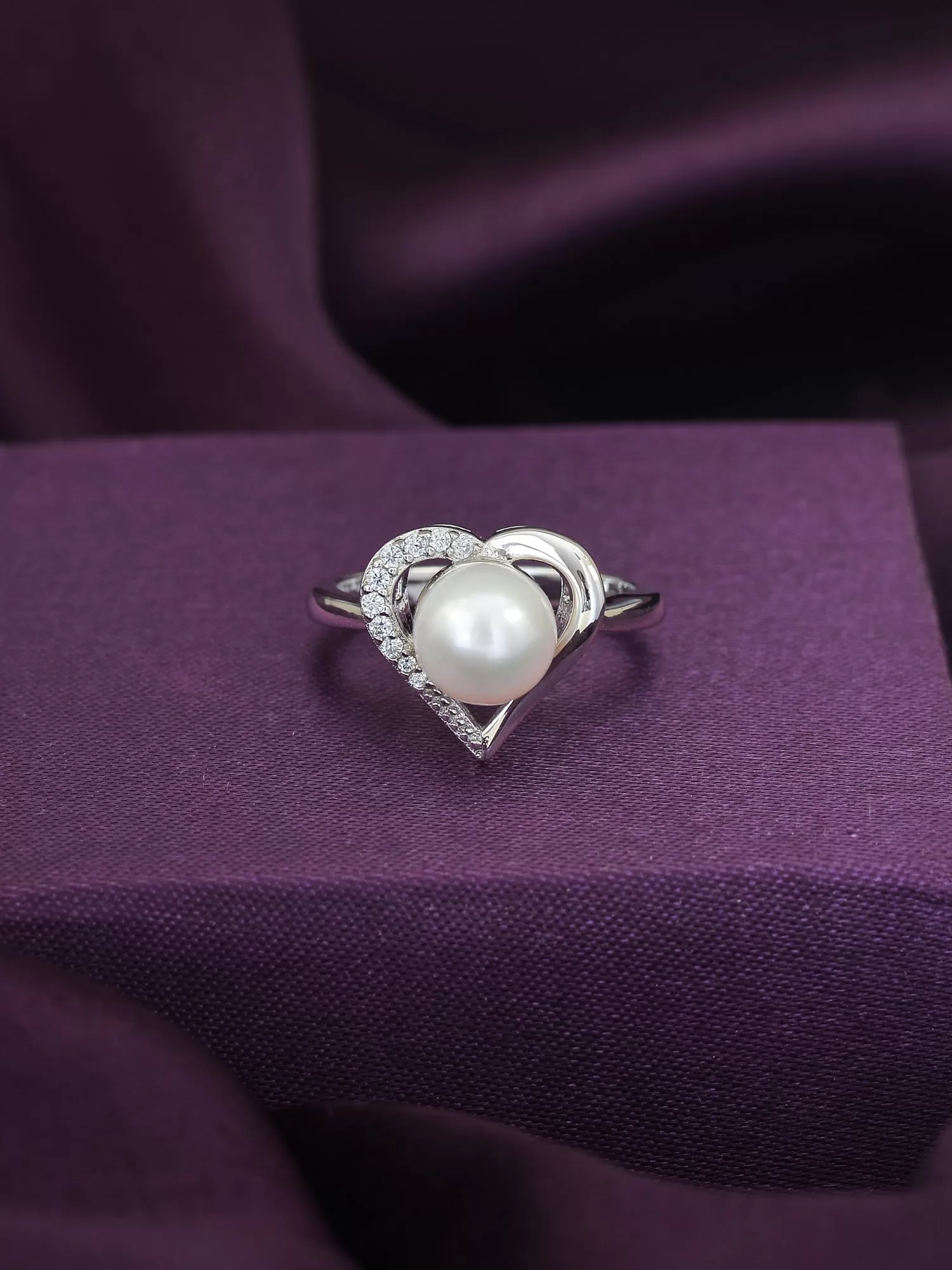 Pearl 925 Silver Heart Ring