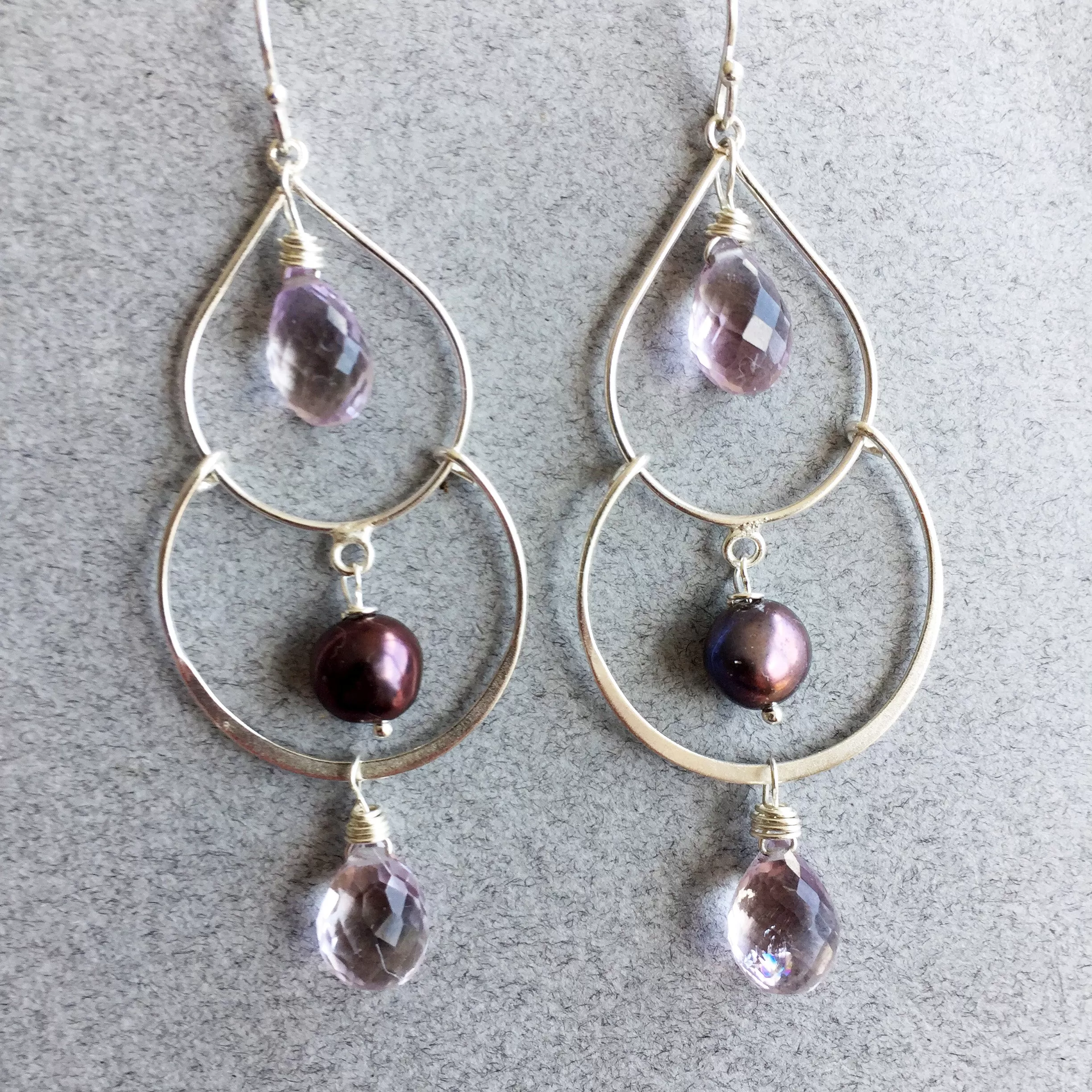 Pink Amethyst Double Hoops