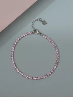 Pink Cubic Zirconia Tennis Bracelet For Women