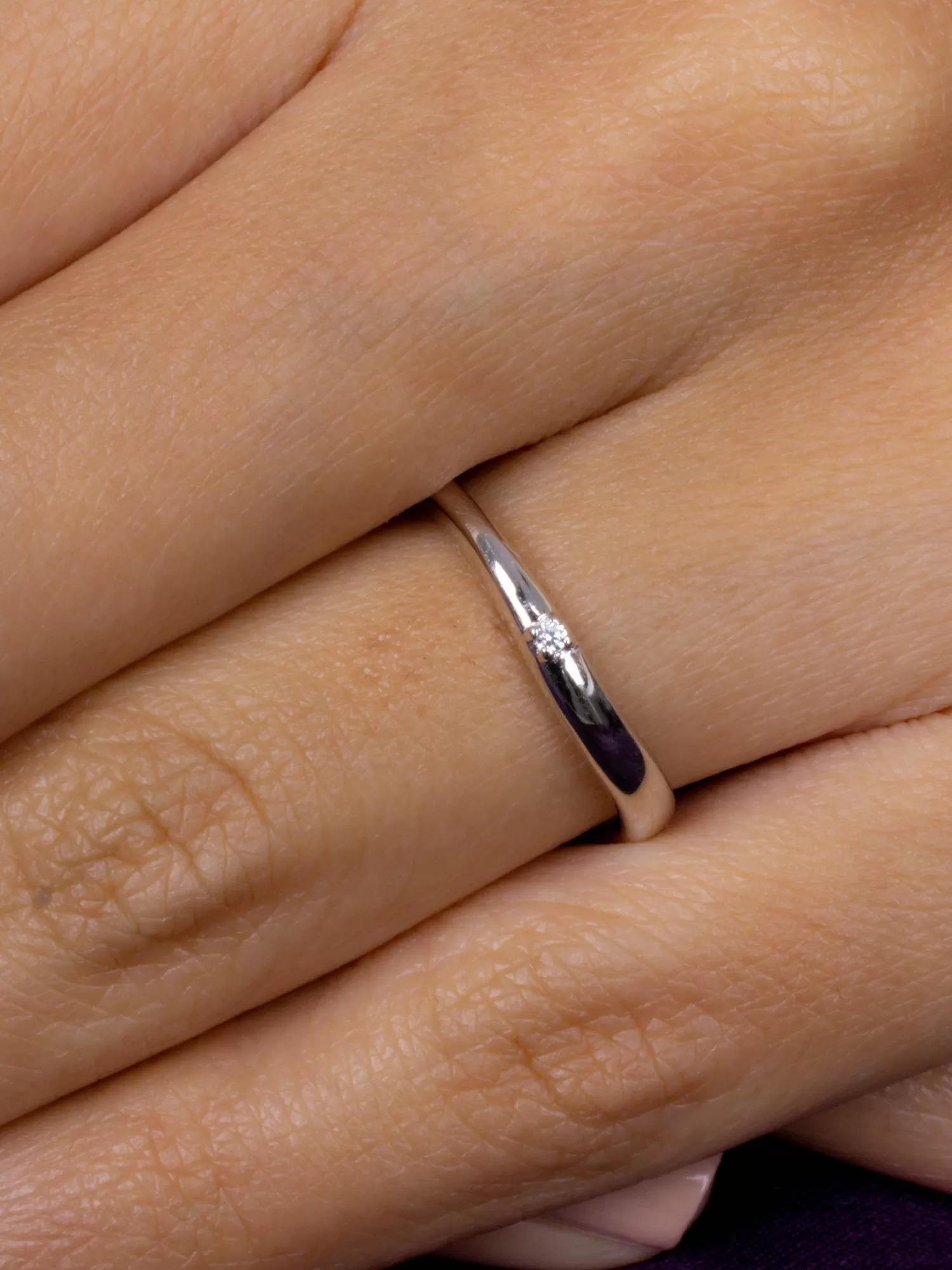 Plain Silver Solitaire Band Ring