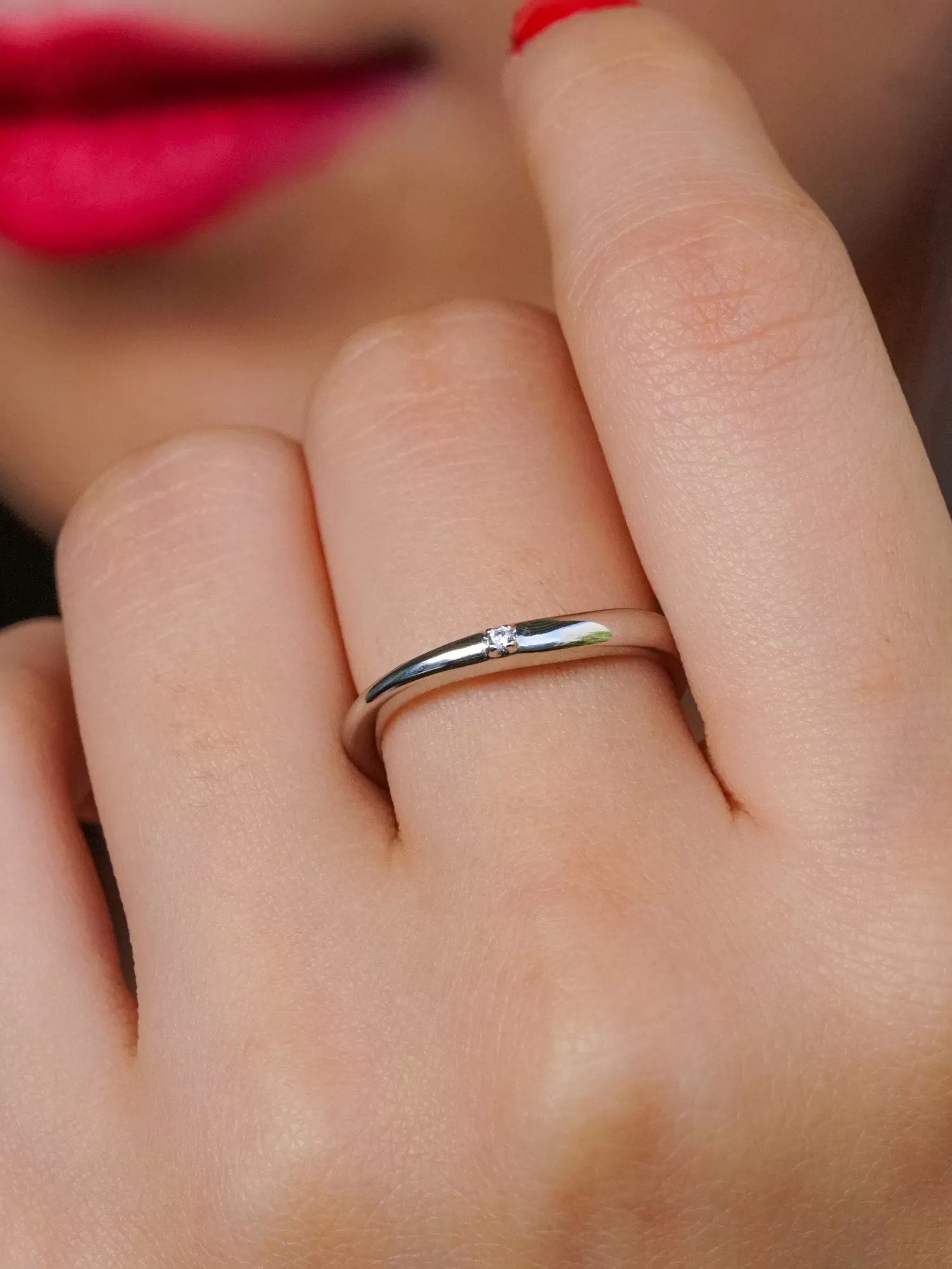 Plain Silver Solitaire Band Ring