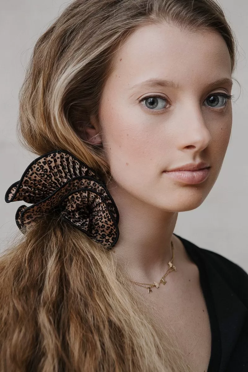 PLEATED LEOPARD SCRUNCHIES