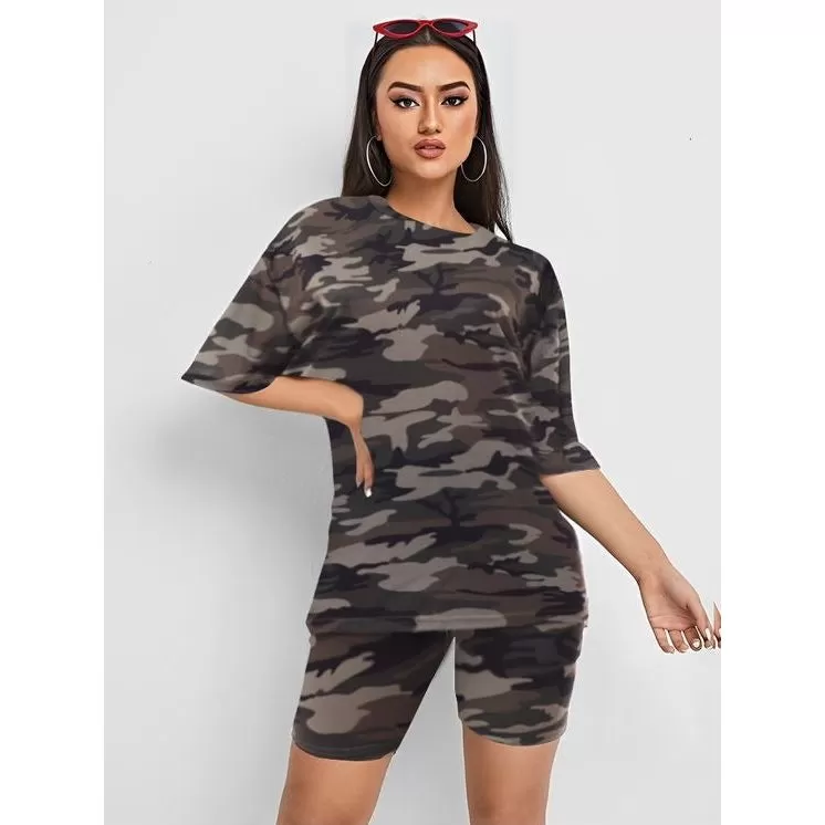 Print Camouflage Two Piece Set