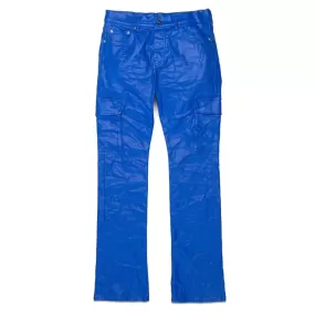 Purple Brand Patent Film Cargo Flare Royal Pants