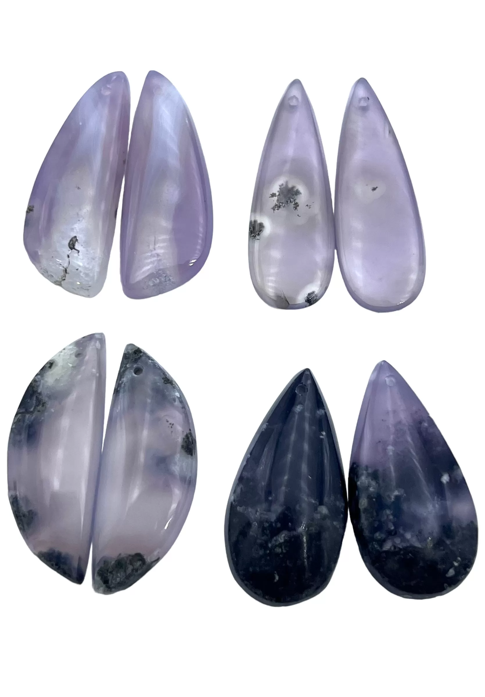 Purple Moss Agate Matching Earring Bead Pairs Various Shapes (choose 1 pair)