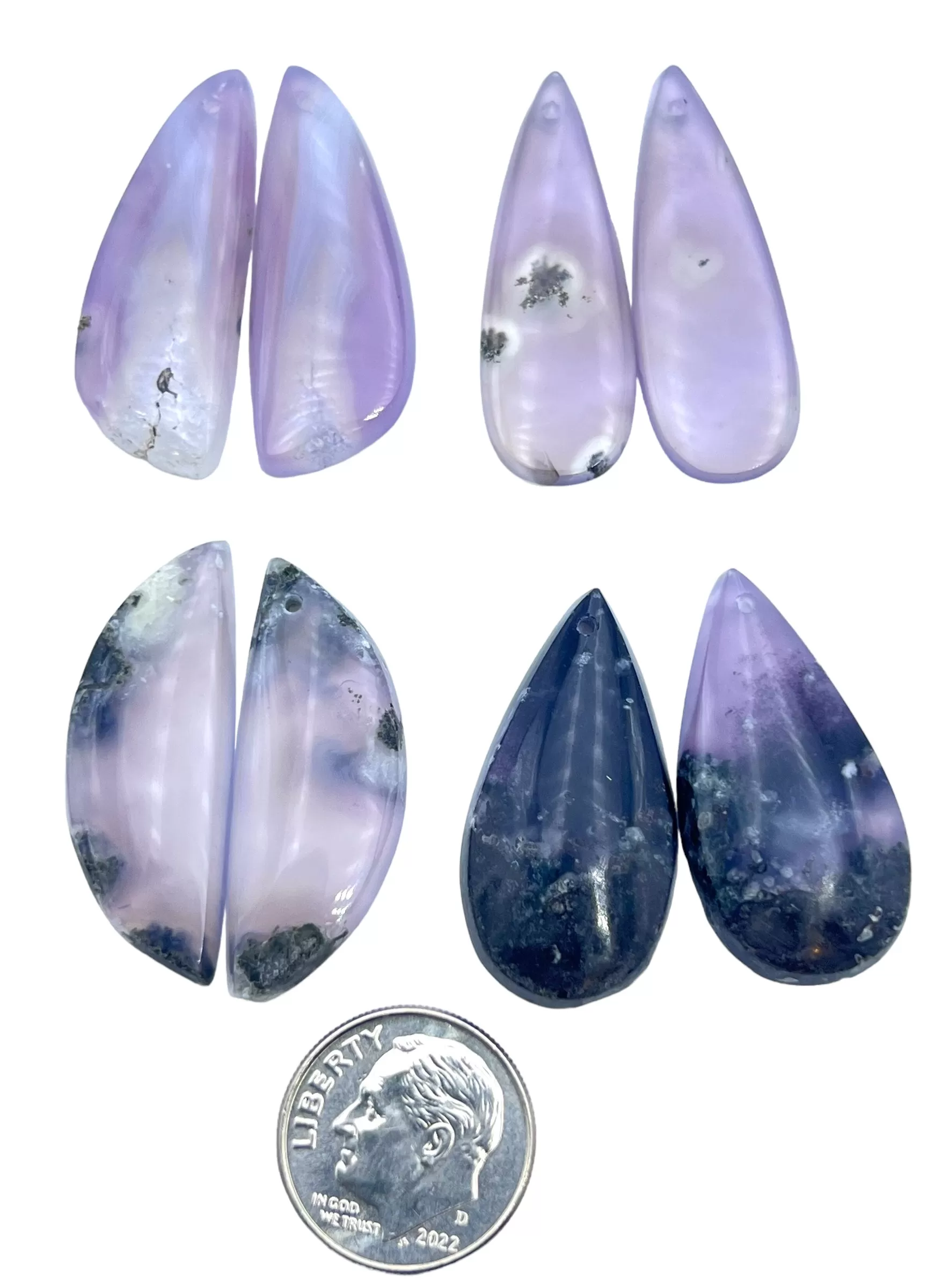 Purple Moss Agate Matching Earring Bead Pairs Various Shapes (choose 1 pair)