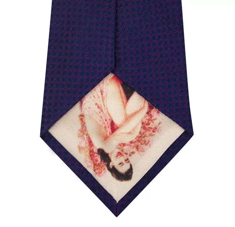 Purple Two Tone Block Waffle Weave Silk Tie