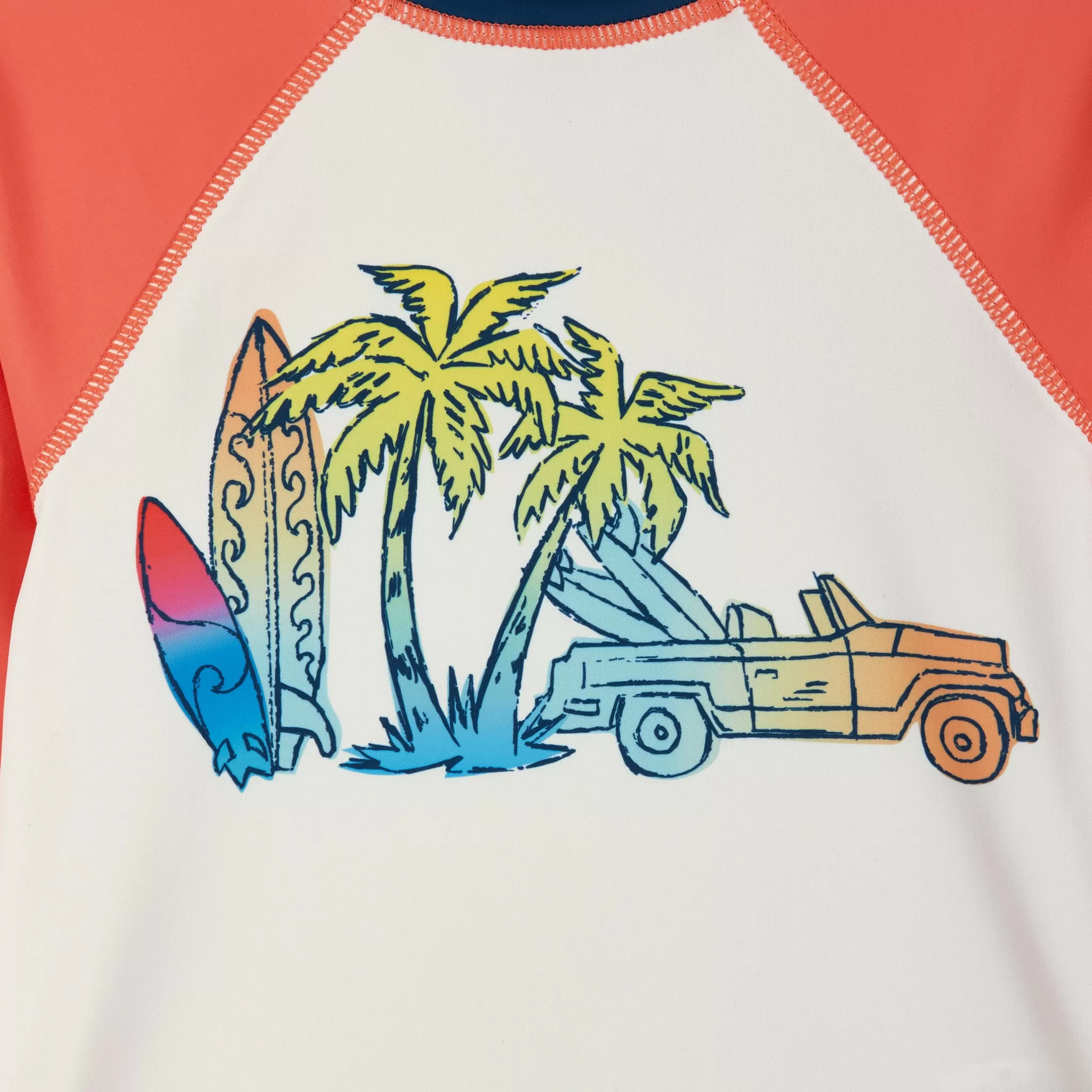 Raglan Rashguard and Boardshort | Retro Beach Scene Graphic