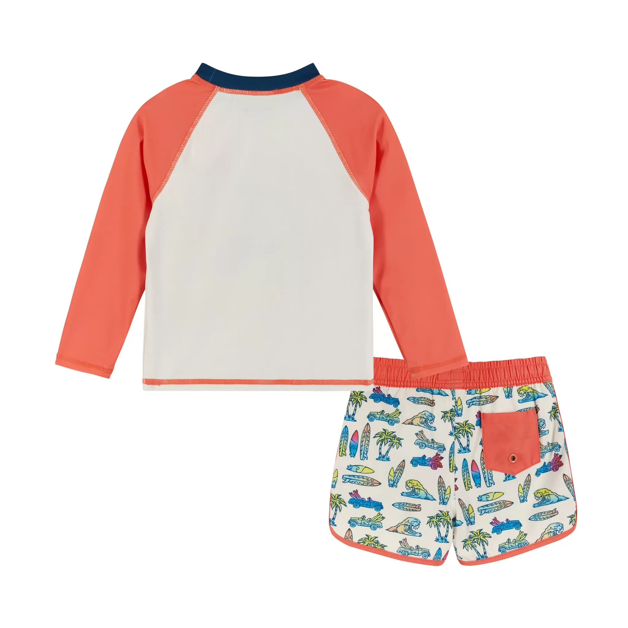 Raglan Rashguard and Boardshort | Retro Beach Scene Graphic