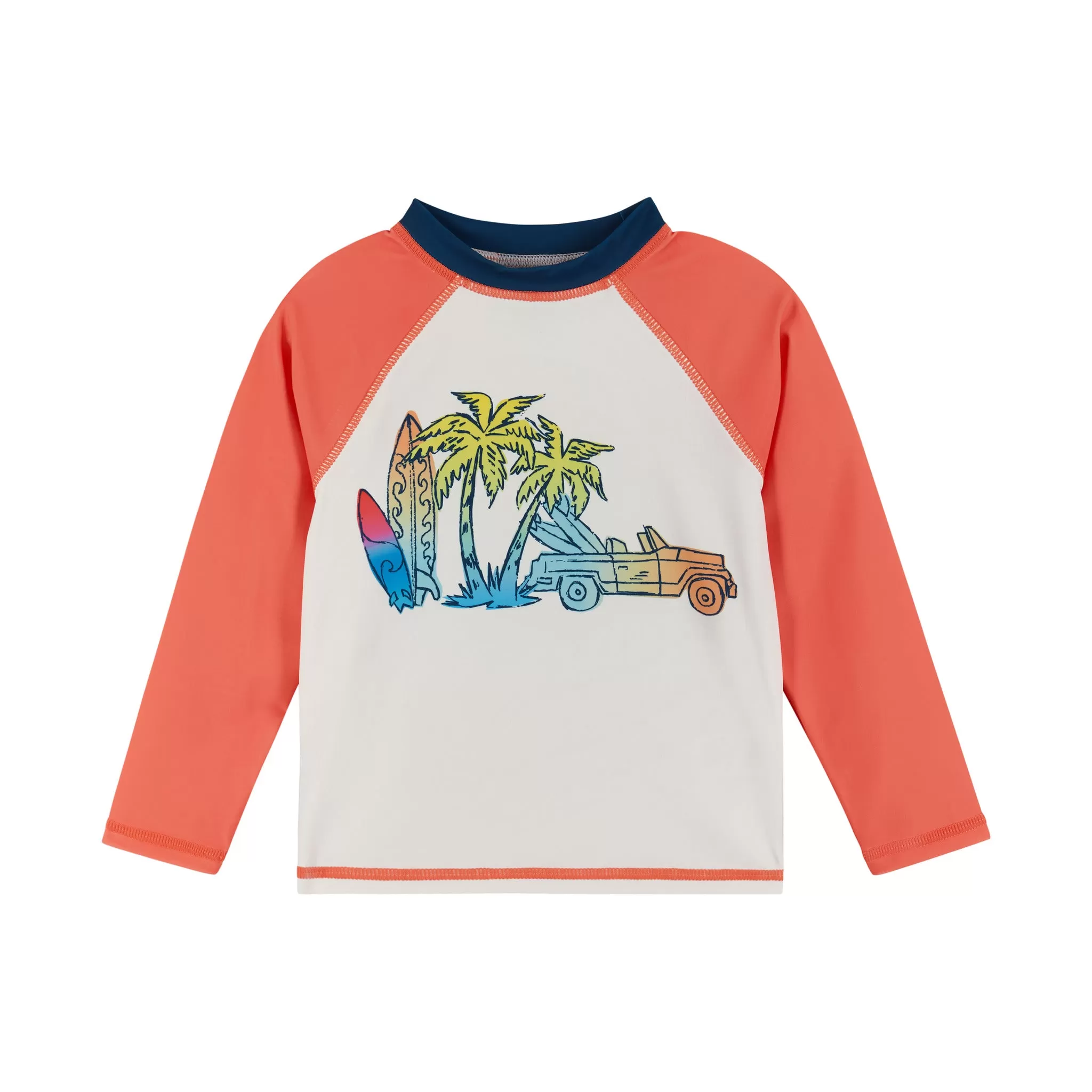 Raglan Rashguard and Boardshort | Retro Beach Scene Graphic