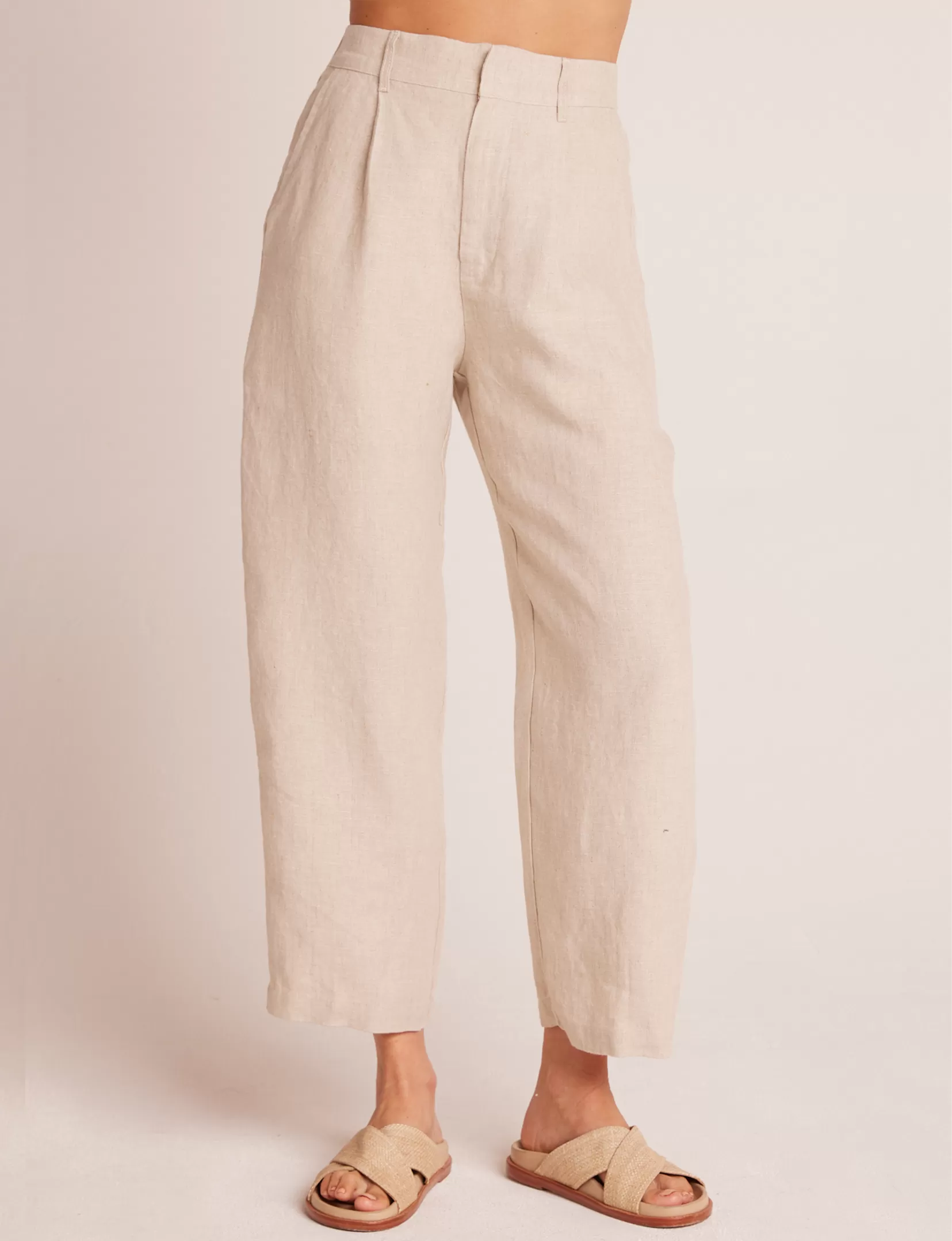 Relaxed Pleat Front Linen Trouser, Sand