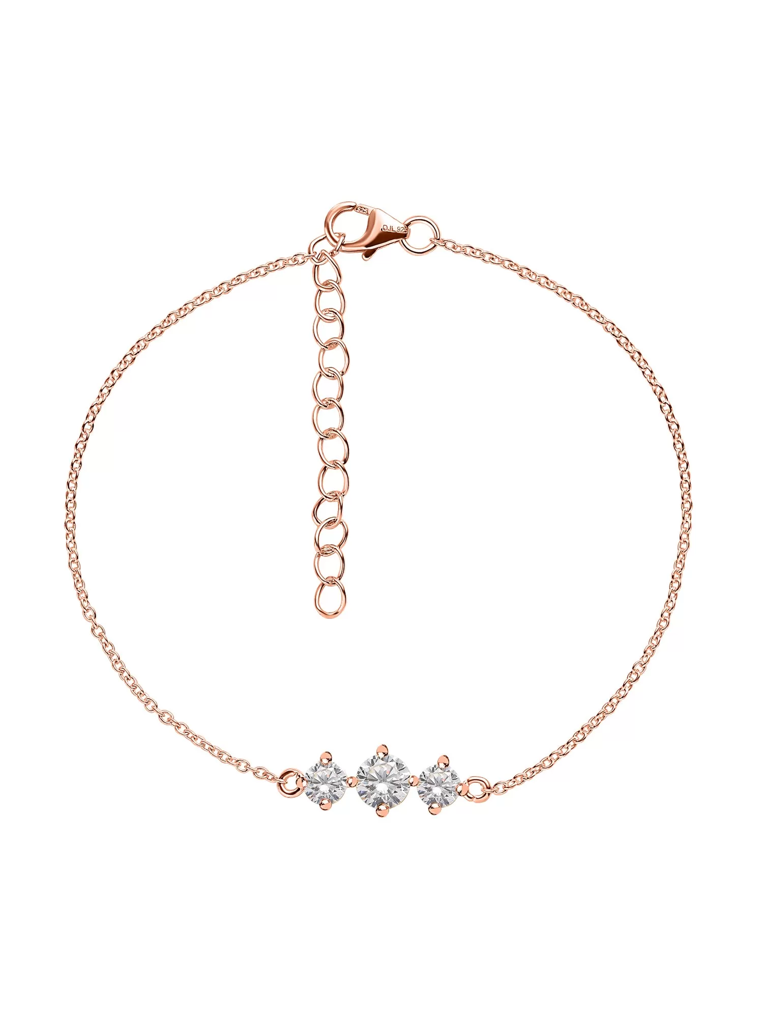 Rose Gold Plated Diamond Look Solitaire Bracelet For Women