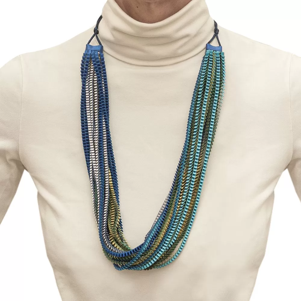 Satin Pleated Necklace Neos Blue Green neos-n-400