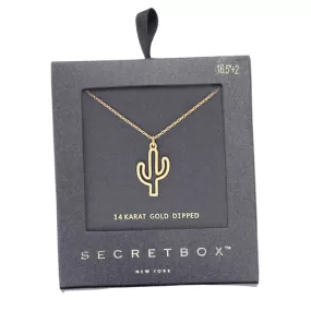 Secret Box 14K Gold Dipped Cactus Pendant Necklace