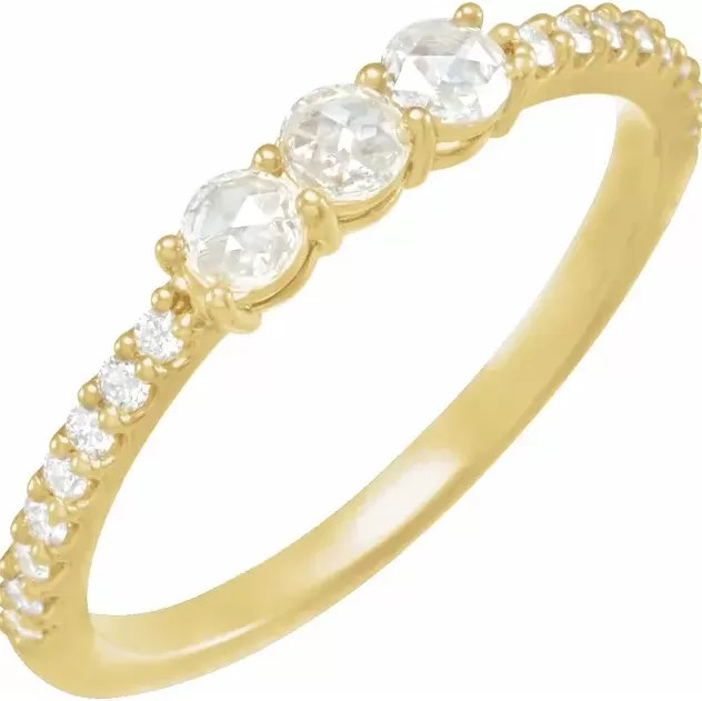 Stackables 1/3 CTW Natural Rose-Cut Diamond Three-Stone Anniversary Ring