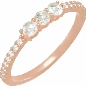 Stackables 1/3 CTW Natural Rose-Cut Diamond Three-Stone Anniversary Ring