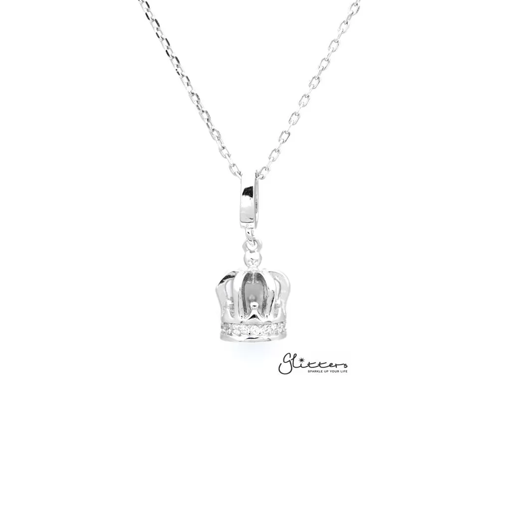 Sterling Silver 3D Crown Women's Necklace