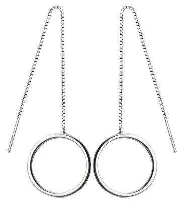 Sterling Silver Circle Threader Earrings