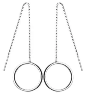 Sterling Silver Circle Threader Earrings