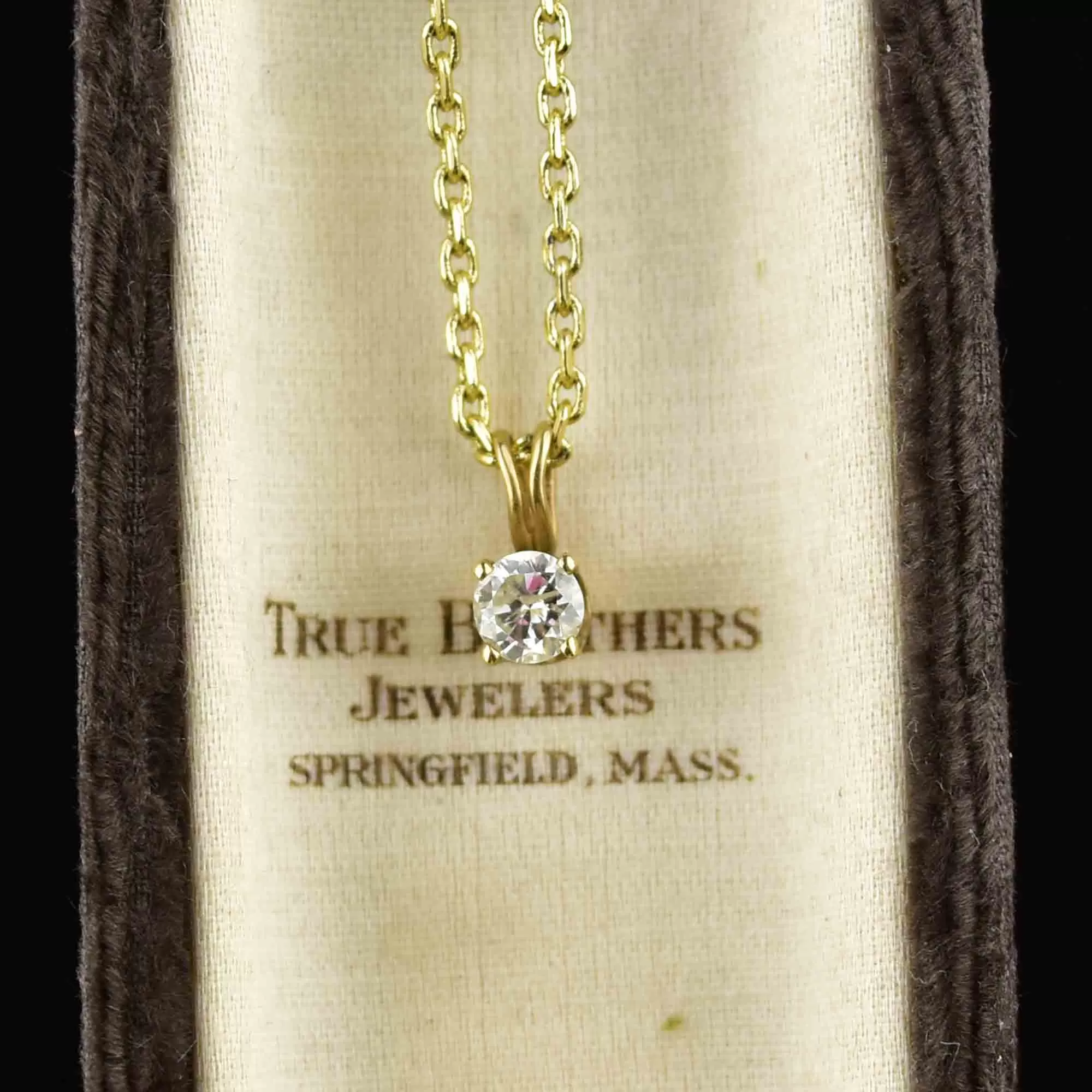 Vintage 14K Gold Diamond Solitaire Pendant Necklace