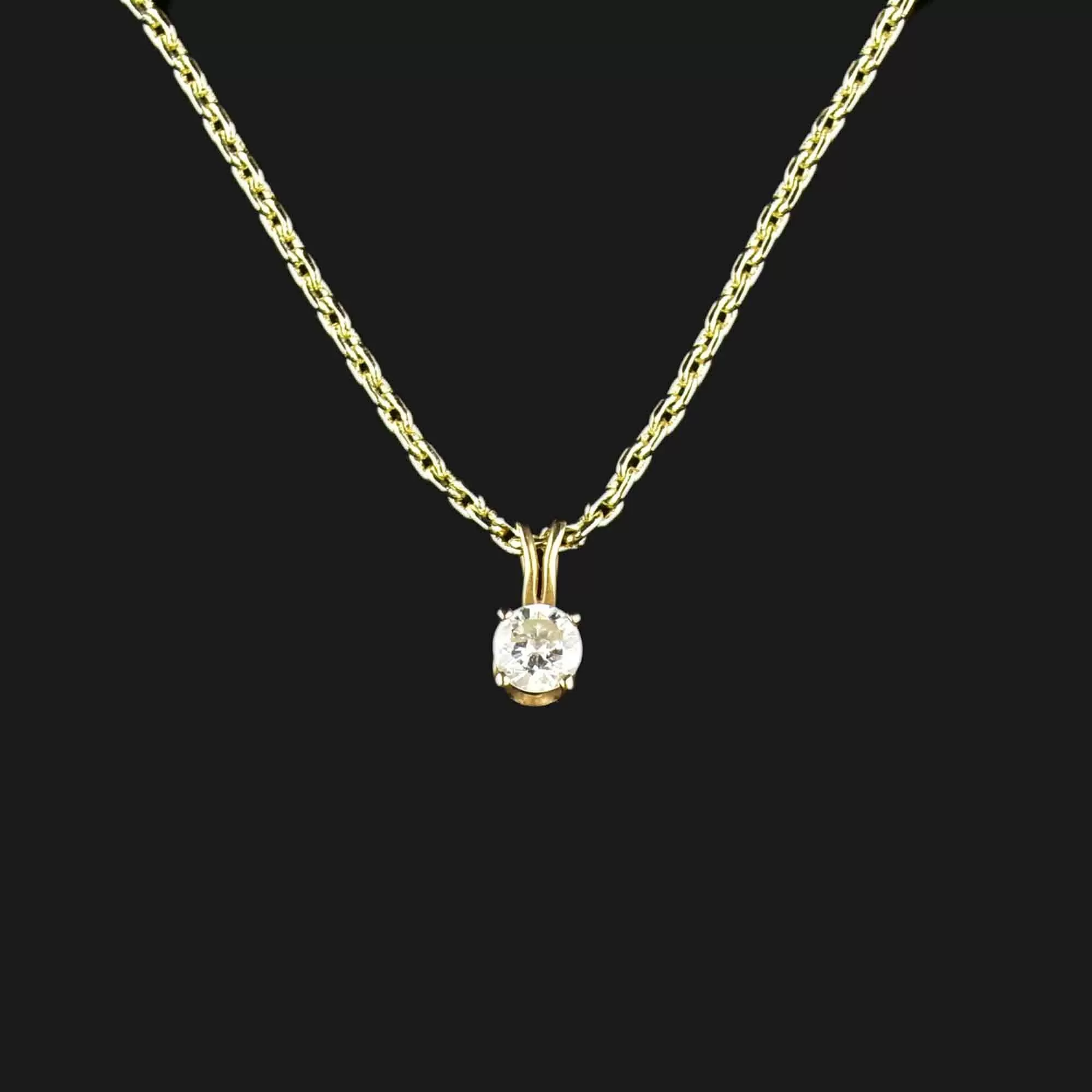 Vintage 14K Gold Diamond Solitaire Pendant Necklace