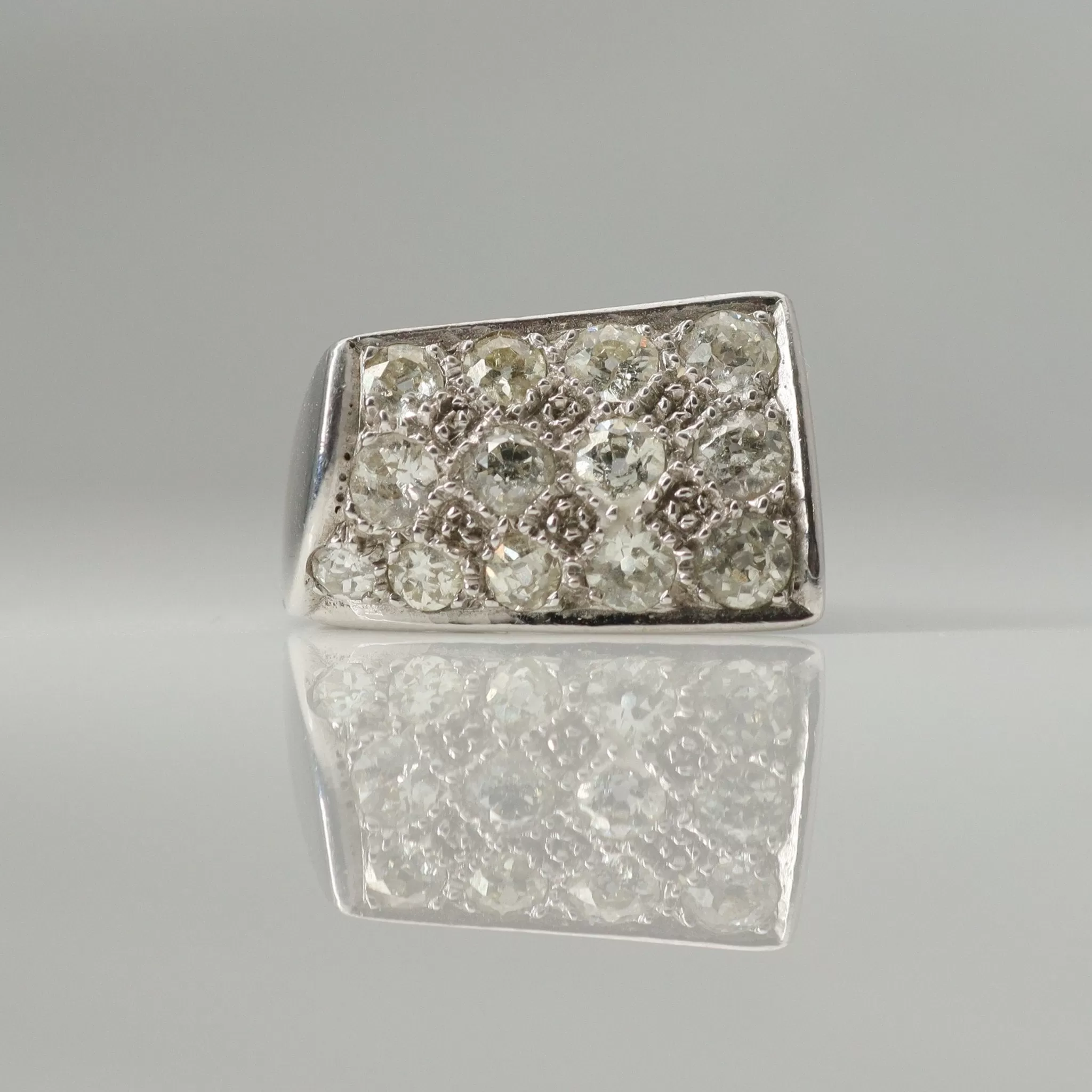 Vintage Abstract Diamond Panel Ring.