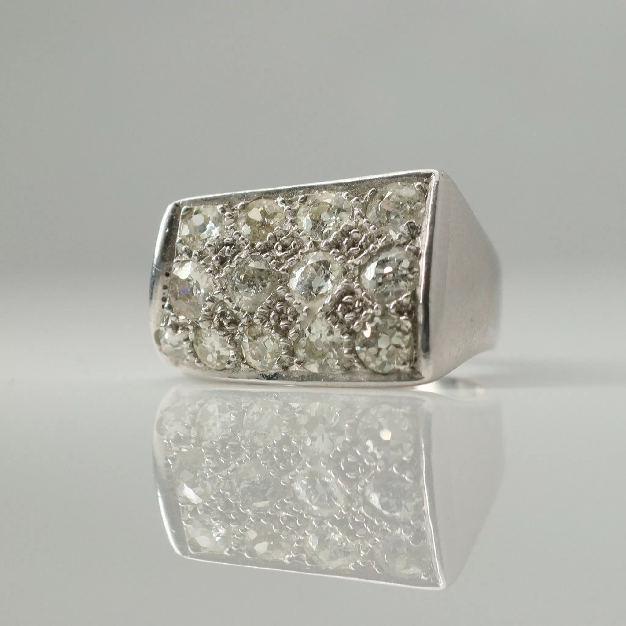 Vintage Abstract Diamond Panel Ring.