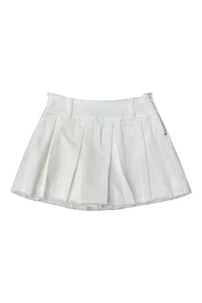 White Denim Pleated Skort